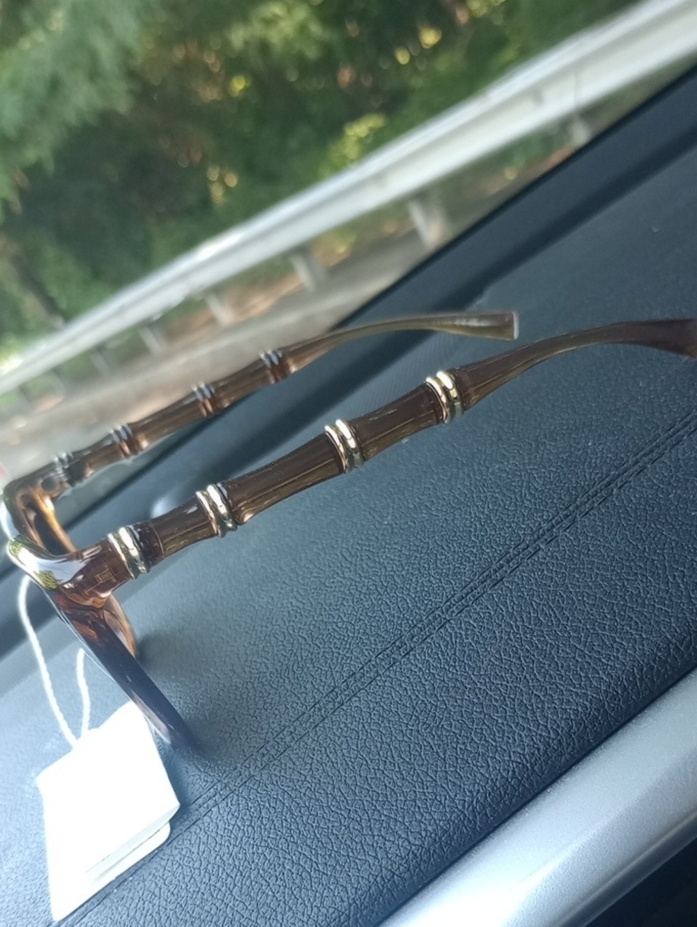 Bamboo-Style Sunglasses with Gold Accents - Picture 2 of 2